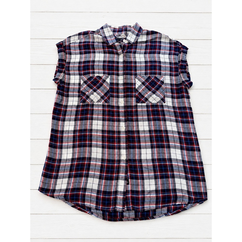 Rails Sleeveless Plaid Button Down Shirt Grunge Americana Preppy Americana XS